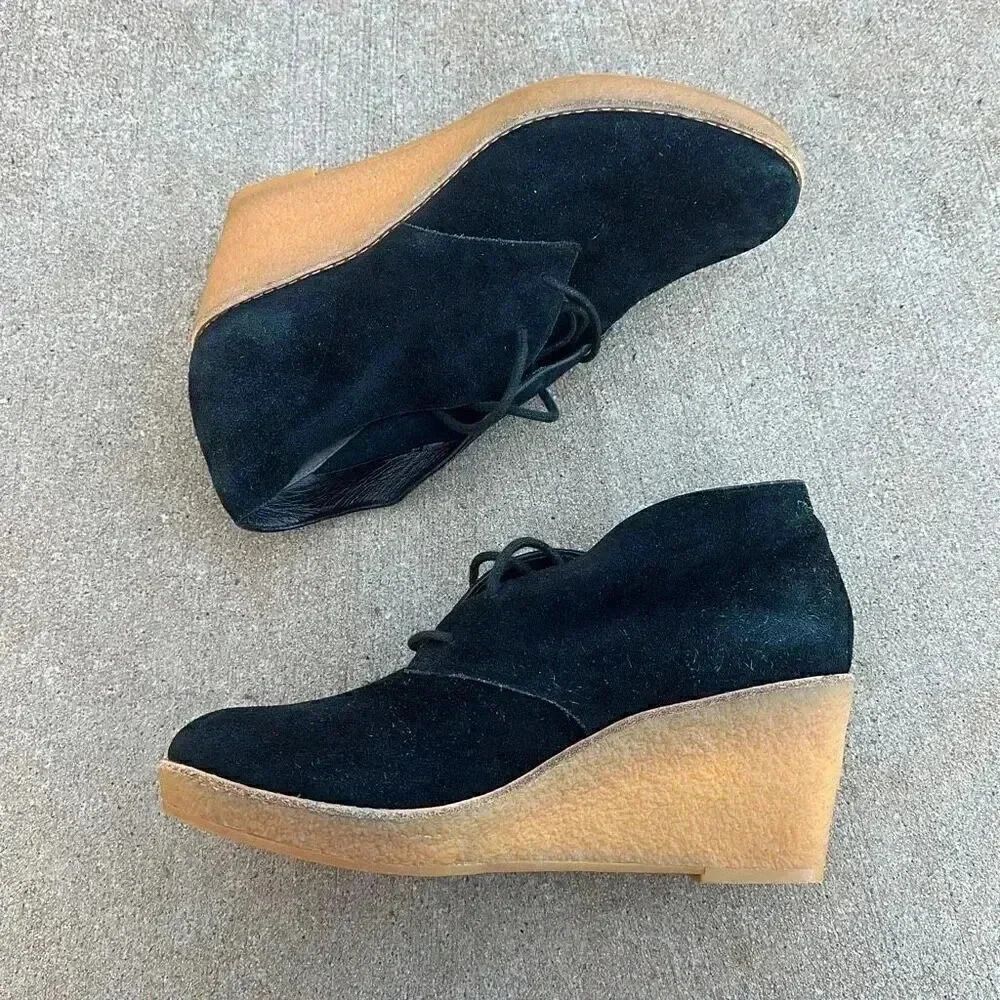 Cole Haan Black Suede Wedges Booties